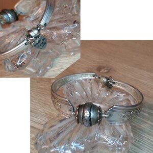 Handcrafted Silver Plated Upcycled Vintage Spoon Jewelry Bracelet Magnetic Fun.